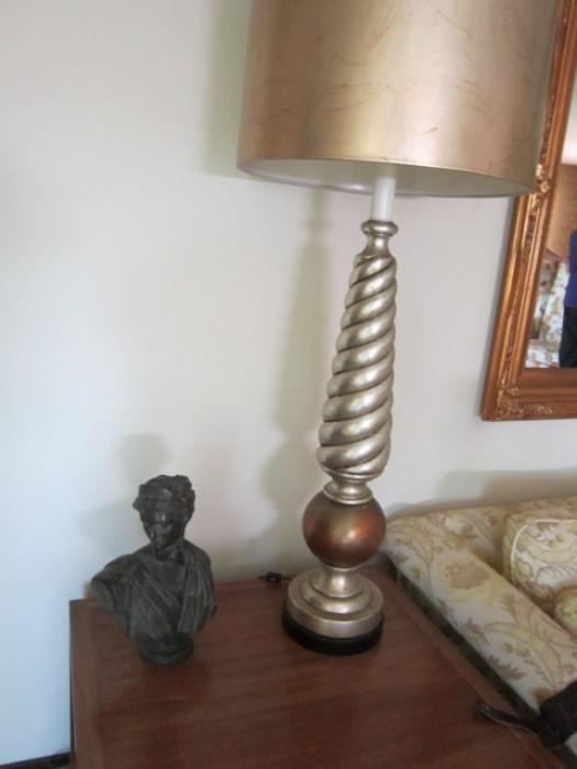 Such a cool lamp Very large 53" tall 19"x19" shade 8 1/2 " base.