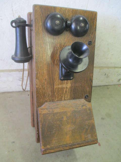 Antique Oak 'Kellogg' Crank Telephone