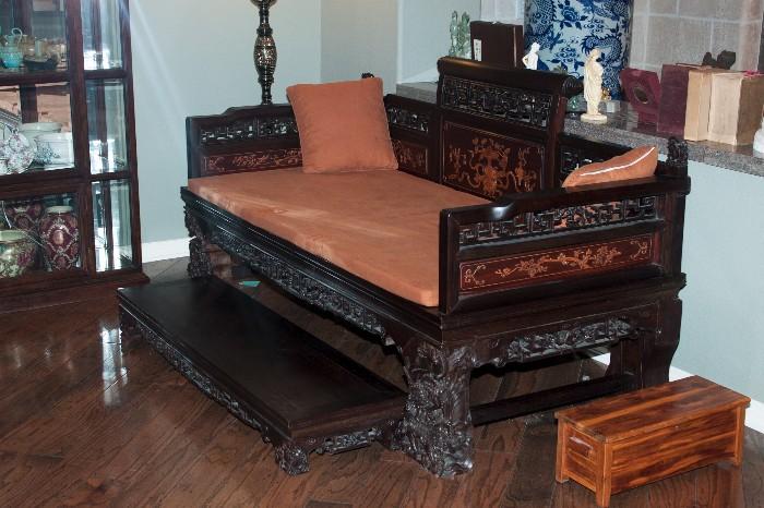 Chinese Opium Bed w/ a lot of intricate carving work