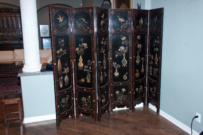 Chinese Screen w/ inlay carvings