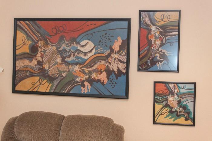 Set of 3 Batik Paintings