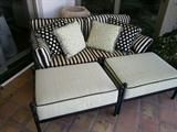 custom patio furniture settee with 2 ottomans