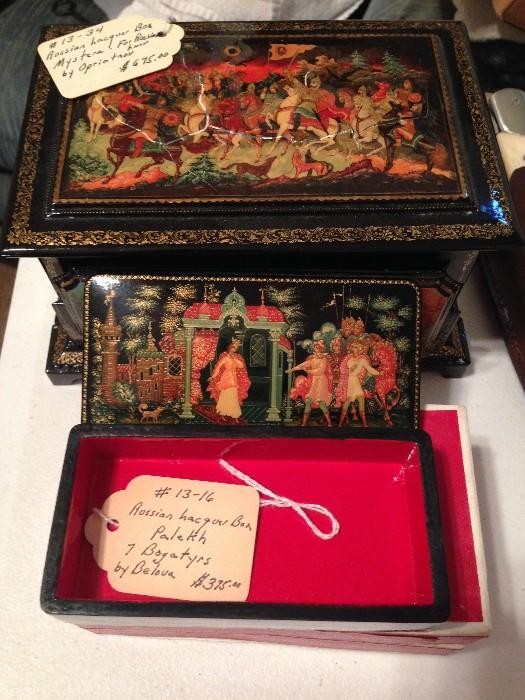  Antique Russian Lacquered boxes