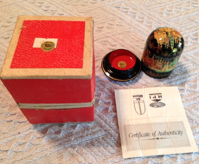 Antique Russian Lacquered  trinket box