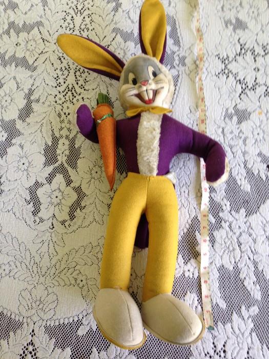 25 inch tall felt Warner Brothers Bugs Bunny, c 1945