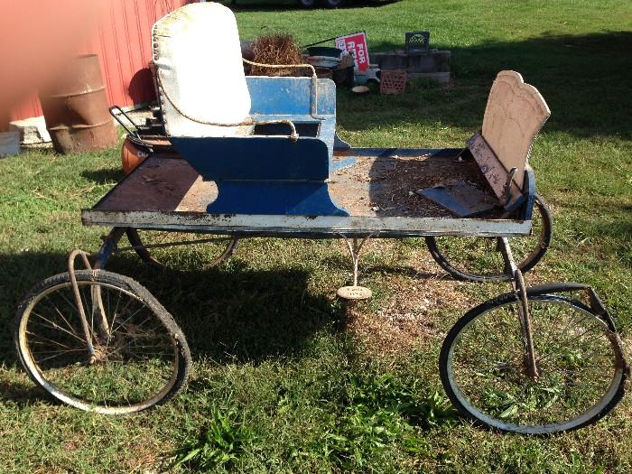 Antique Henney Buggy...needs restoration but what a great piece! We found the tongue too!