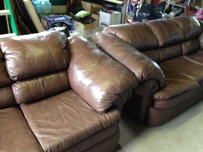 Modern leather love seat and couch