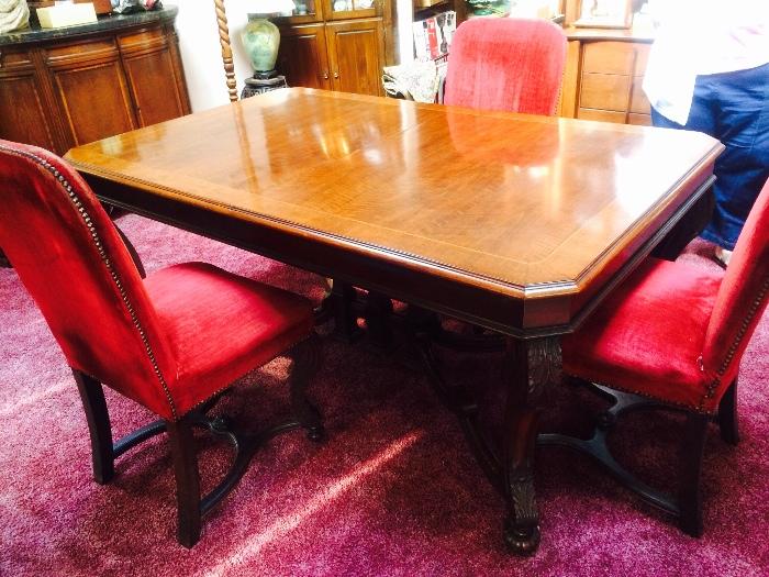 Antique Carved Dining Room Table with 6 Chairs