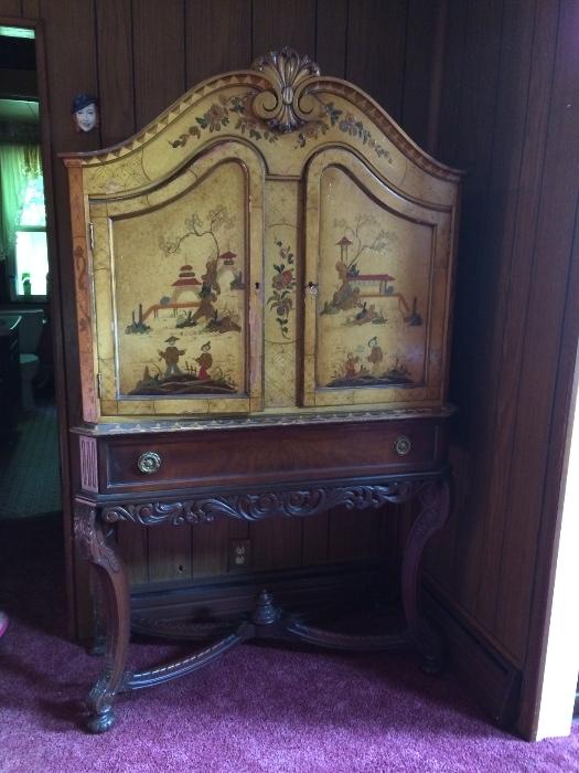 Antique Hand Painted China Cabinet