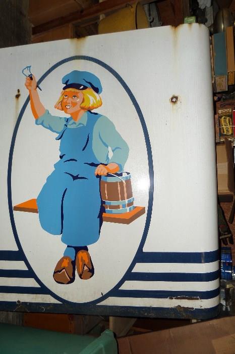 Large Porcelain Dutch Boy sign in great condition! There are other Dutch Boy Collectibles