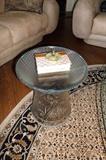 KNOLL WARREN PLATNER STEEL ROD END TABLE W/GLASS TOP
