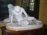 WOUNDED MAN - CARRERA MARBLE SCULPTURE BY FERDINANDO PALLA - PIETRASANTA, ITALY - HEIGHT:  21 INCHES  WEIGHT:  300 LBS