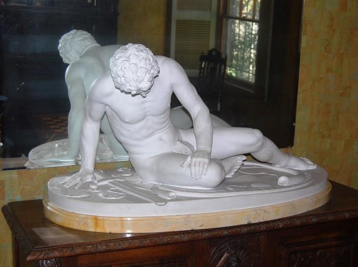 WOUNDED MAN - CARRERA MARBLE SCULPTURE BY FERDINANDO PALLA - PIETRASANTA, ITALY - HEIGHT:  21 INCHES  WEIGHT:  300 LBS