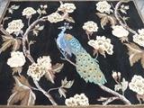 NEW NEVER USED LARGE WOOL RUG WITH PEACOCK AND FLORALS