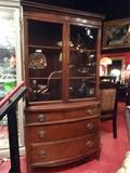 VINTAGE 1940's, MAHOGANY DREXEL BOOKCASE CABINET WITH 3 DRAWERS