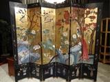LARGE 6 PANEL GOLD GILT COROMANDEL SCREEN