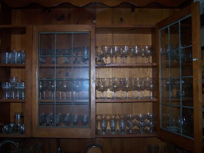 TOP OF LARGE HUTCH & STEMWARE
