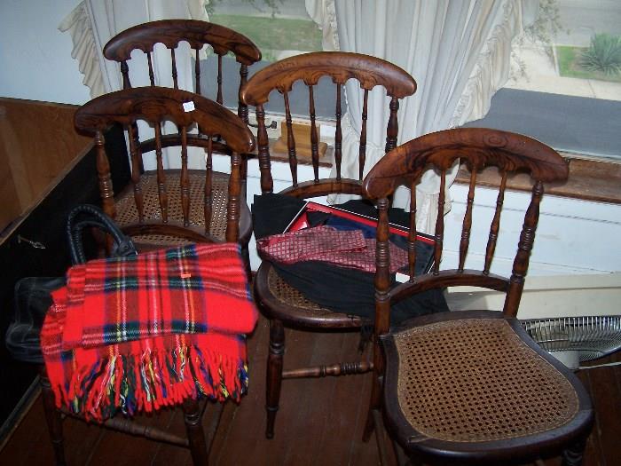 SET OF CANED CHAIRS & MISC.