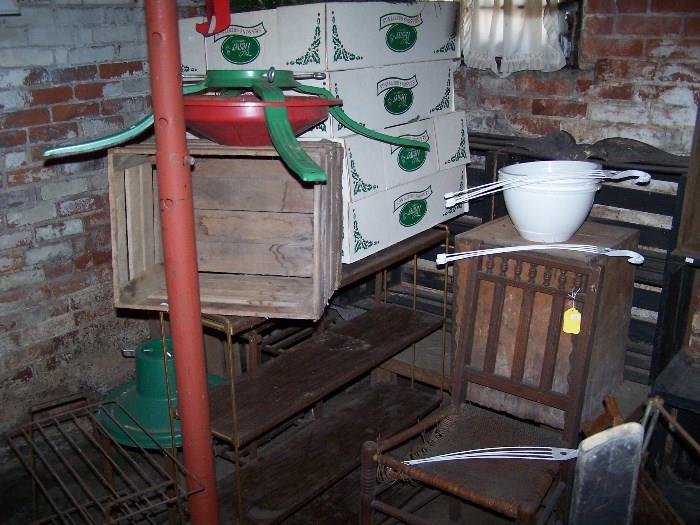 OLD CHAIRS, WOODEN CRATE & MORE MISC.