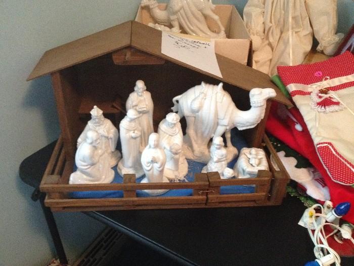 15 piece ceramic nativity scene with manger
