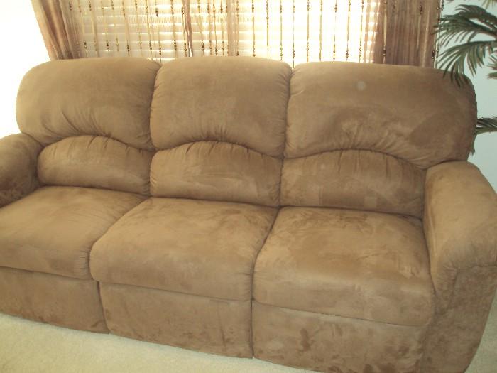 MicroSuede Double Recliner Sofa