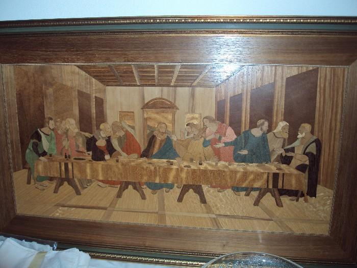Gorgeous Wood Inlay Lord's Supper
