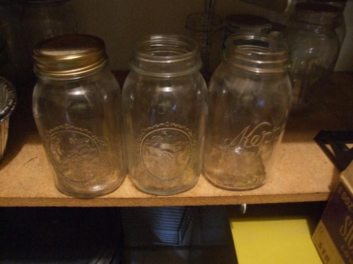 CANNING JARS GALORE. ALL SHAPES AND SIZES