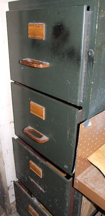 VINTAGE FILING CABINET WITH WOOD HANDLES