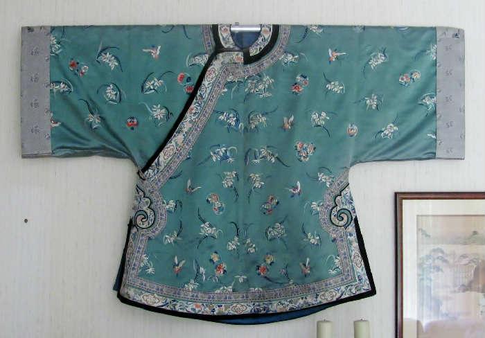 Antique Chinese Silk Embroidered Robe. 