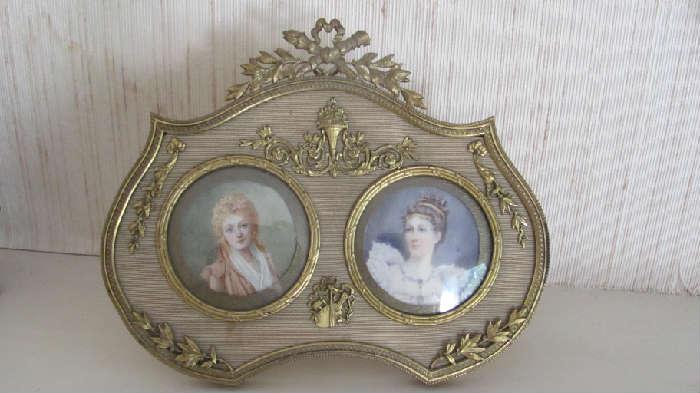 Antique French Miniature double portrait