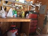 Tool box, tools, shop vac and more. 