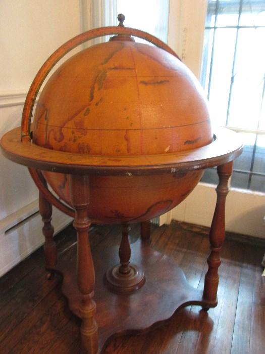 Globe with wooden floor stand