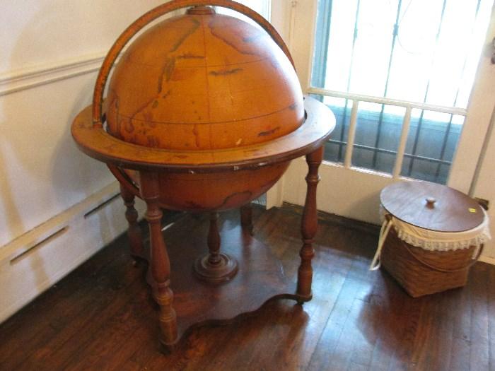 Globe with wooden floor stand