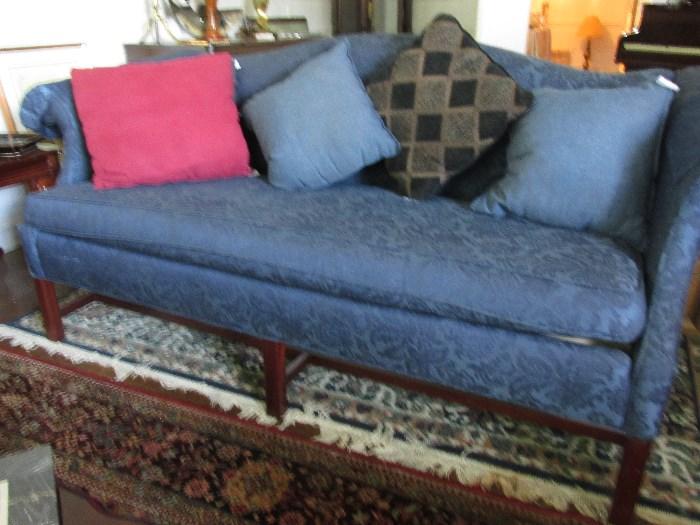 Blue Brocaid Sofa - Area rugs