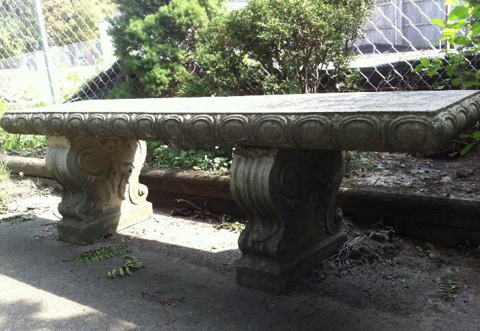 Cement garden bench