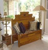 One of a kind bench crafted from antique bed