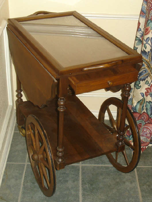 Vintage drop leaf tea cart