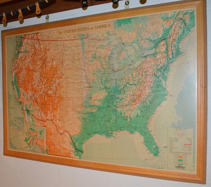 Vintage USA Map, Framed