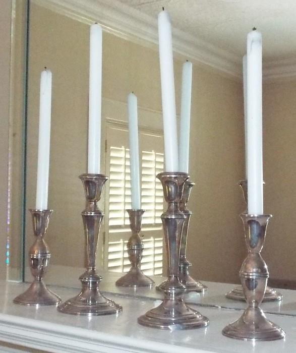STERLING SILVER ANTIQUE CANDLEHOLDERS