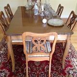 Dining room table with six chairs