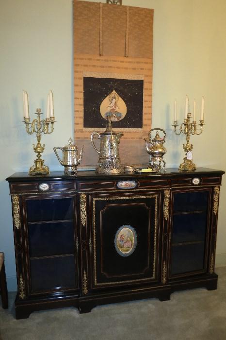 Louis XV Cabinet with Sevres style Plaque