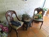 2 Chairs and antique table