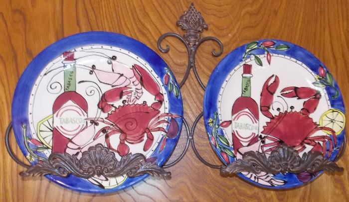 Hand painted Tabasco plates