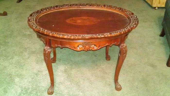 FRENCH /INLAID /CARVED COFFEE TABLE