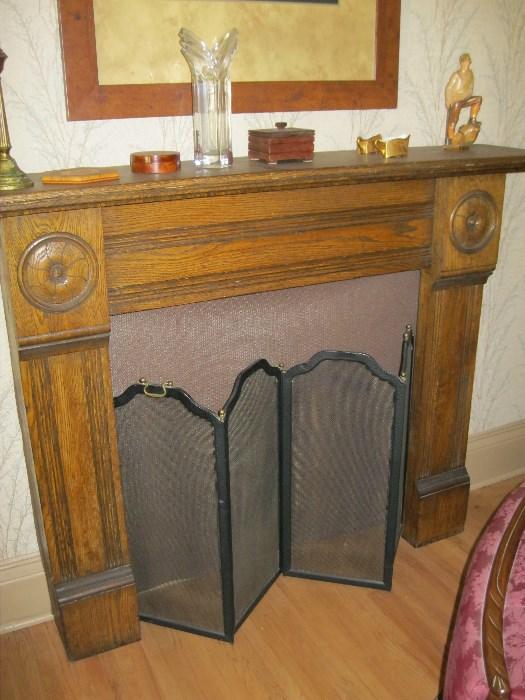 Fireplace mantle and screen