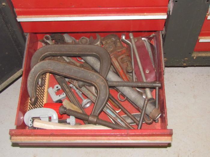 Files, Drill bits, clamps, pipe cutters, calipers and other items