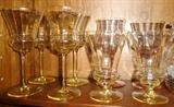 1920's Yellow Vaseline Ribbed Glasses Utility Glass Co.