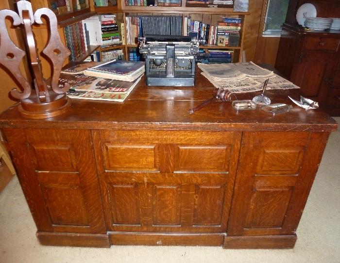 Antique Solid Oak Desk from Nebraska's Dept. Of Motor Vehicles