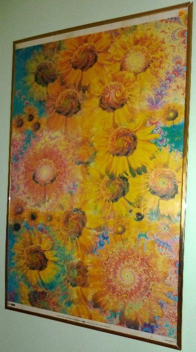 Framed 1993 Gregory Sams, "Sunflower Paradise" Poster Published by Splash, Printed in England 