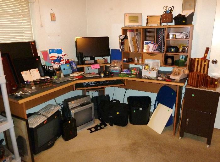 Corner Office Desk, Office Supplies, Electronics, File Cabinet